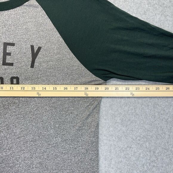 Obey Raglan T-Shirt Men’s Large Green Gray Made in USA Spellout Vintage Skate - Picture 7 of 9